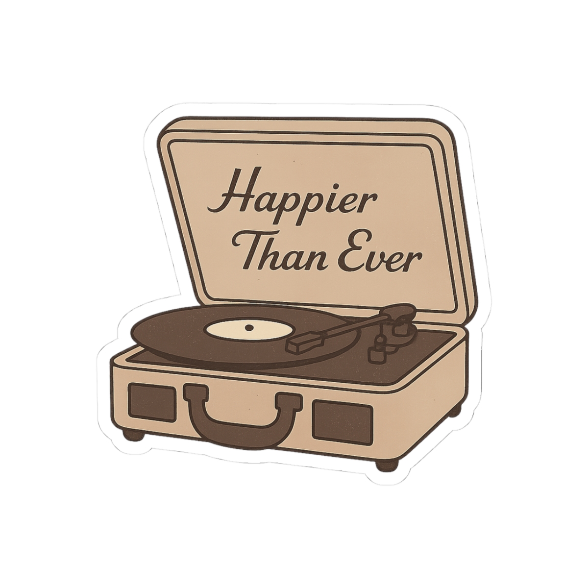 Happier Than Ever Record Player Retro Sticker