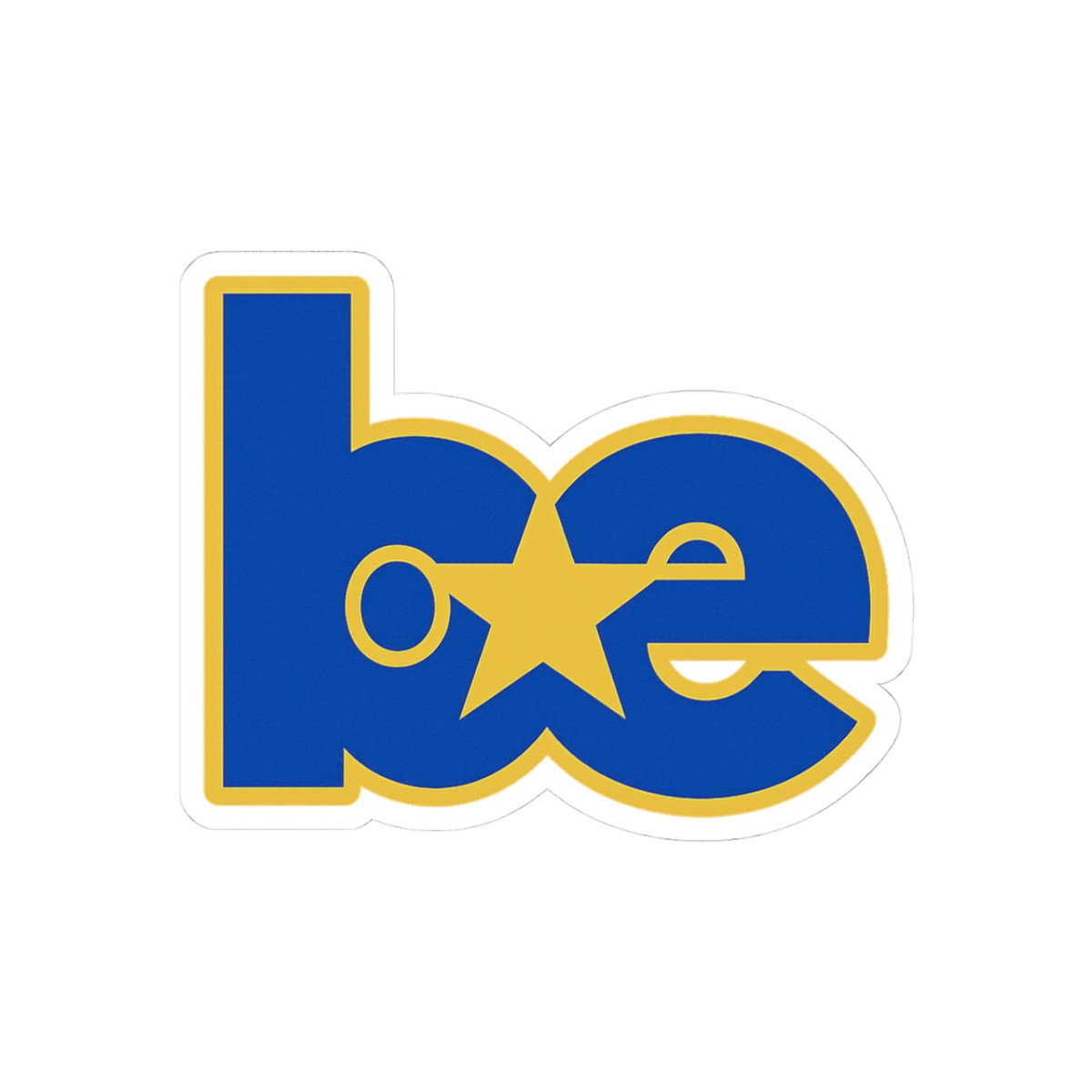 BE Star Initials Outline Logo Yellow Blue Sticker